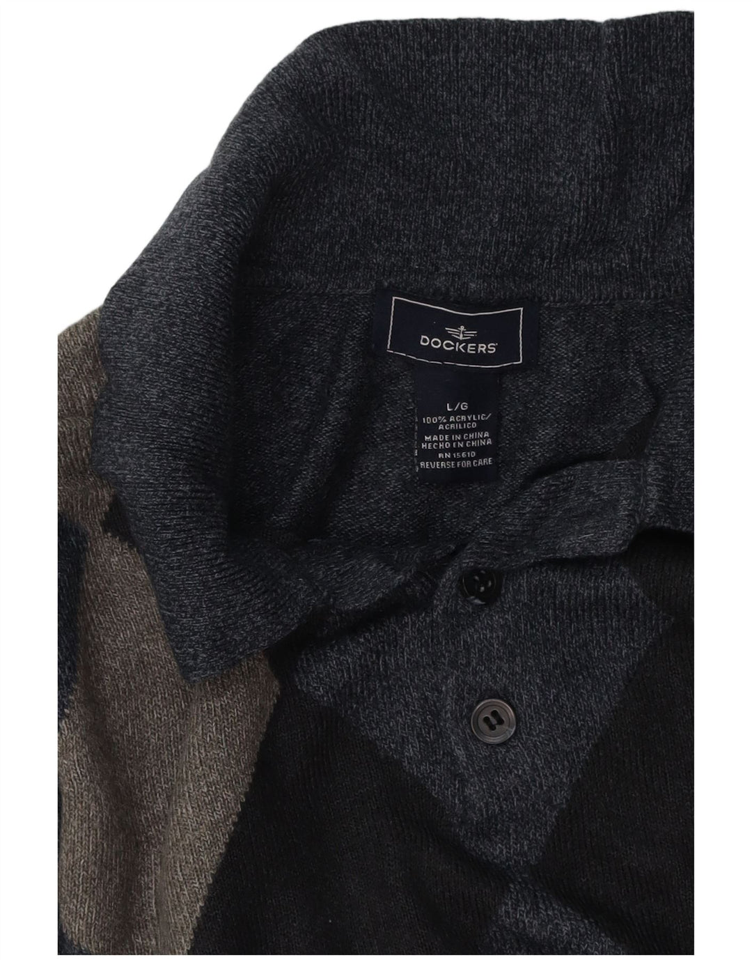 DOCKERS Pulover cu gât polo pentru bărbați, mare, albastru marin Argyle/Diamond