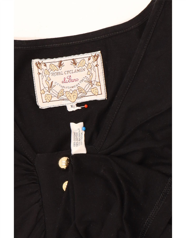Rochie tunică vintage pentru femei UK 14 bumbac mediu negru