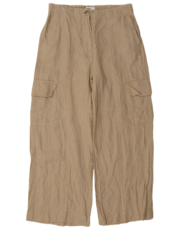 Marks & Spencer Pantaloni cargo pentru femei cu picioare largi UK 10 Small W27 L27 Bej