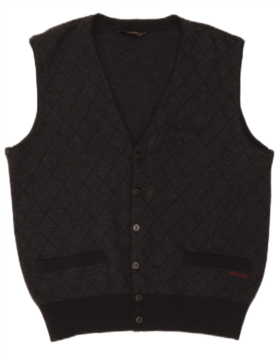 Pulover cardigan fără mâneci pentru bărbați Paul & Shark, mic, gri Argyle/Diamond