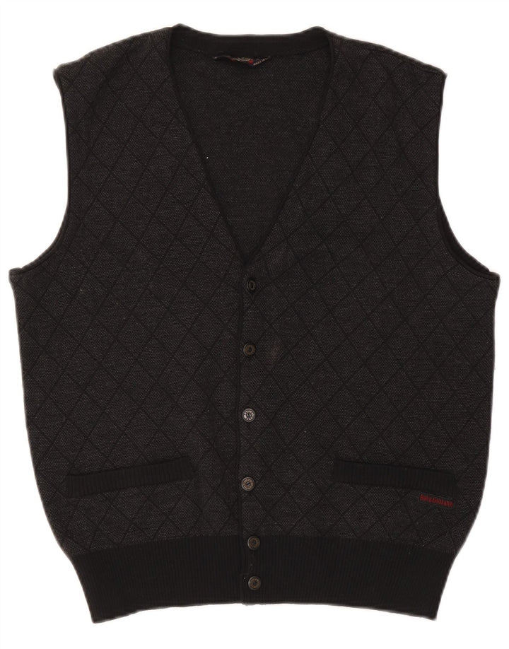 Pulover cardigan fără mâneci pentru bărbați Paul & Shark, mic, gri Argyle/Diamond