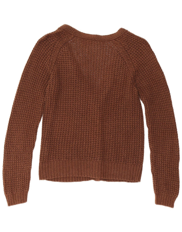 Pulover cardigan pentru femei Zara UK 12, bumbac maro mediu
