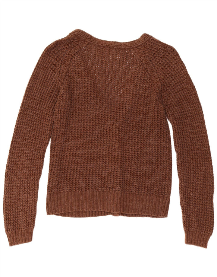 Pulover cardigan pentru femei Zara UK 12, bumbac maro mediu