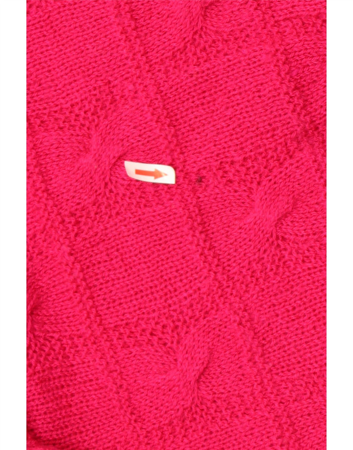 Pulover vintage pentru femei cu gât roșu, mare, roz