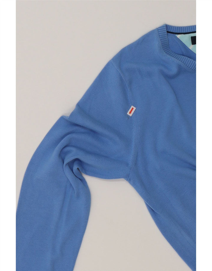TOMMY HILFIGER Mens V-Neck Jumper Sweater Medium Blue Cotton Vintage Tommy Hilfiger and Second-Hand Tommy Hilfiger from Messina Hembry 