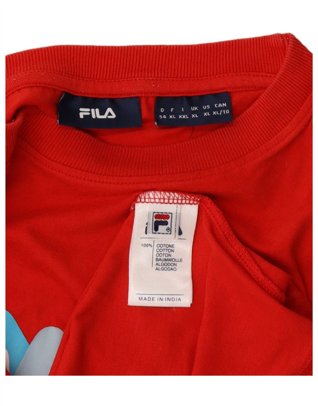 FILA Mens Graphic T-Shirt Top XL Red Cotton Vintage Fila and Second-Hand Fila from Messina Hembry 