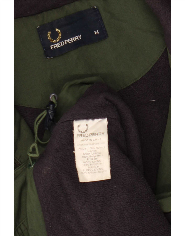 Jachetă de vânt cu glugă pentru bărbați Fred Perry UK 38 Nylon verde mediu