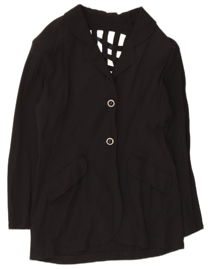 Blazer Vintage pentru femei cu 2 nasturi, UK 14 Medium Black
