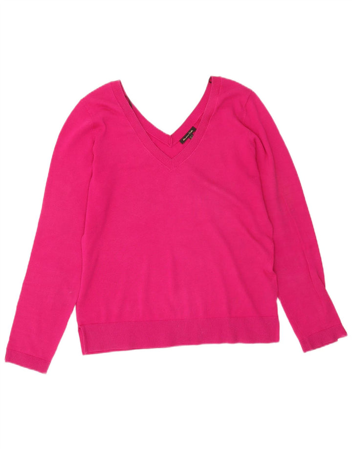 Pulover cu decolteu în V Massimo Dutti pentru femei UK 14 bumbac roz mediu