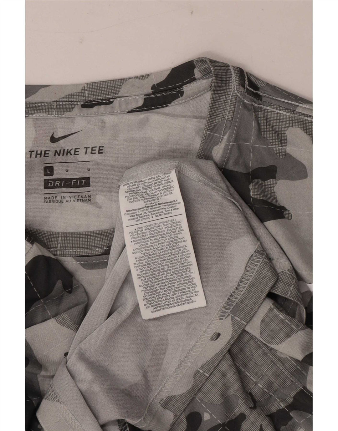 Tricou Nike Dri Fit pentru bărbați Top mare, gri, camuflaj, poliester