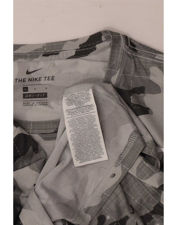 Tricou Nike Dri Fit pentru bărbați Top mare, gri, camuflaj, poliester