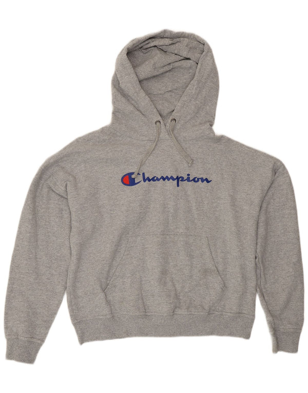 Pulover cu glugă supradimensionat cu grafic pentru femei Champion UK 14 Medium Grey Flecked