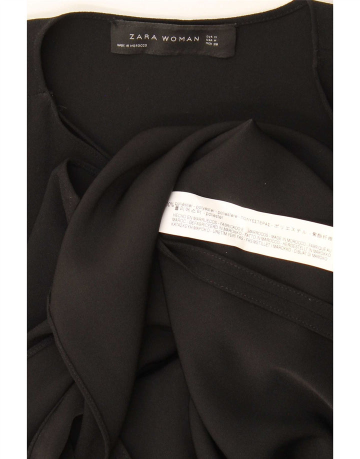 Rochie înfășurată fără mâneci pentru femei Zara UK 12 Poliester negru mediu