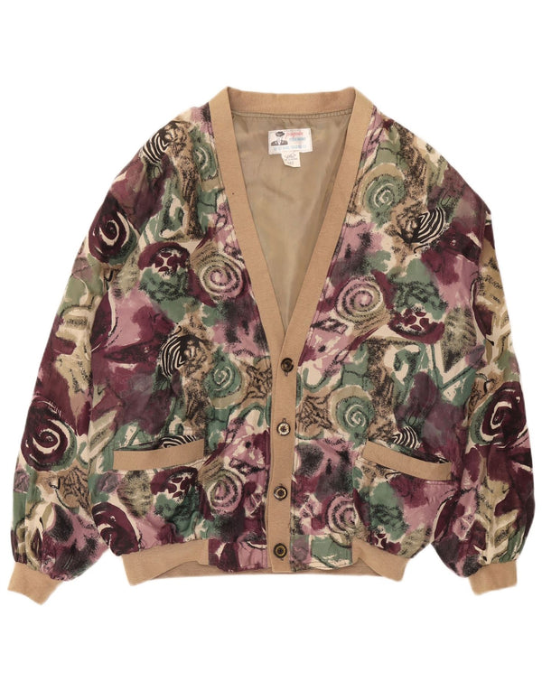 Jachetă Bomber Vintage pentru bărbați UK 44 2XL Mov Floral Mătase