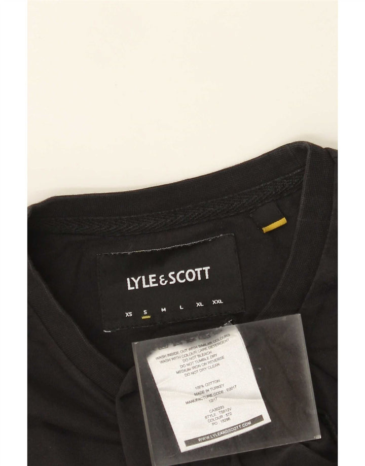 Lyle & Scott Top pentru bărbați cu mânecă lungă din bumbac negru mic