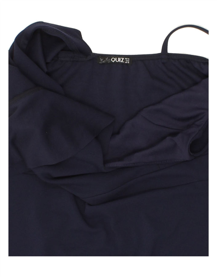VINTAGE Womens Sleeveless Bodycon Dress UK 14 Medium Navy Blue Polyester Vintage Vintage and Second-Hand Vintage from Messina Hembry 