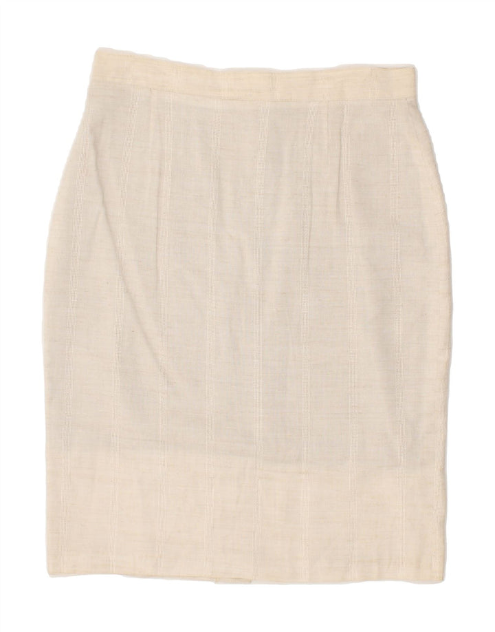 VINTAGE Womens Straight Skirt W30 Medium  Beige Linen Vintage Vintage and Second-Hand Vintage from Messina Hembry 