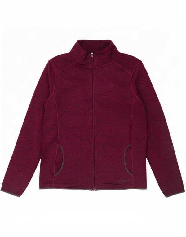 Eddie Bauer Womens Tracksuit Top Jacket UK 14 Large Maroon Flecked