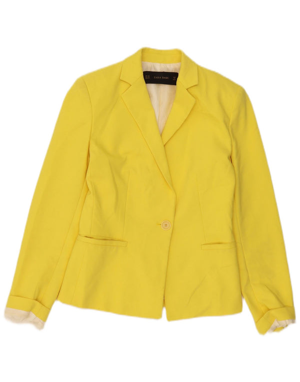 Blazer pentru femei Zara, cu 1 nasture, UK 6 XS, poliester galben