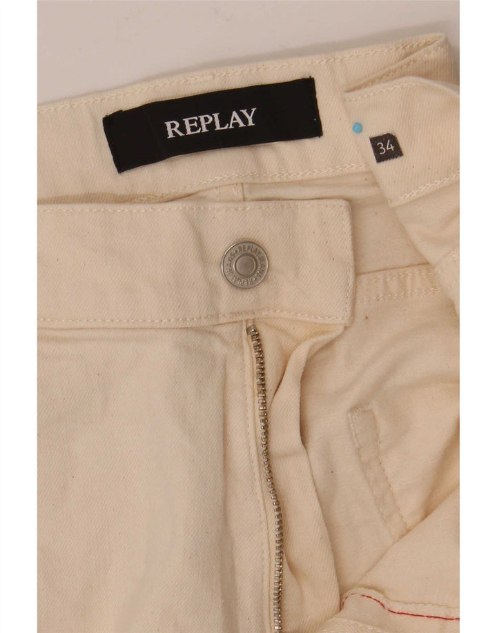 Replay blugi slim pentru bărbați W34 L31 alb