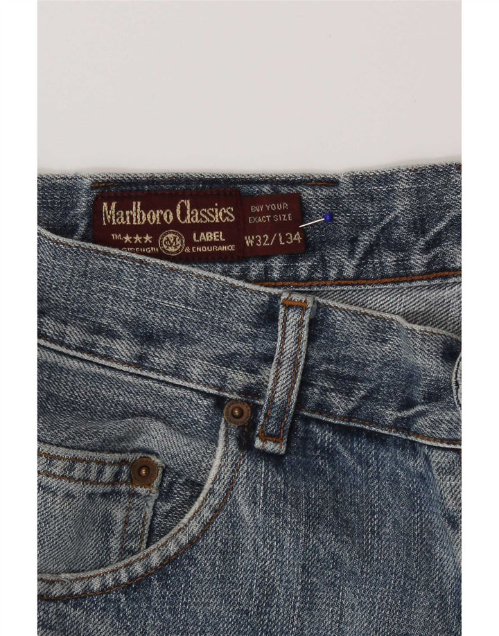 Marlboro Classics Blugi Distressed drepte pentru bărbați W32 L34 Bumbac albastru