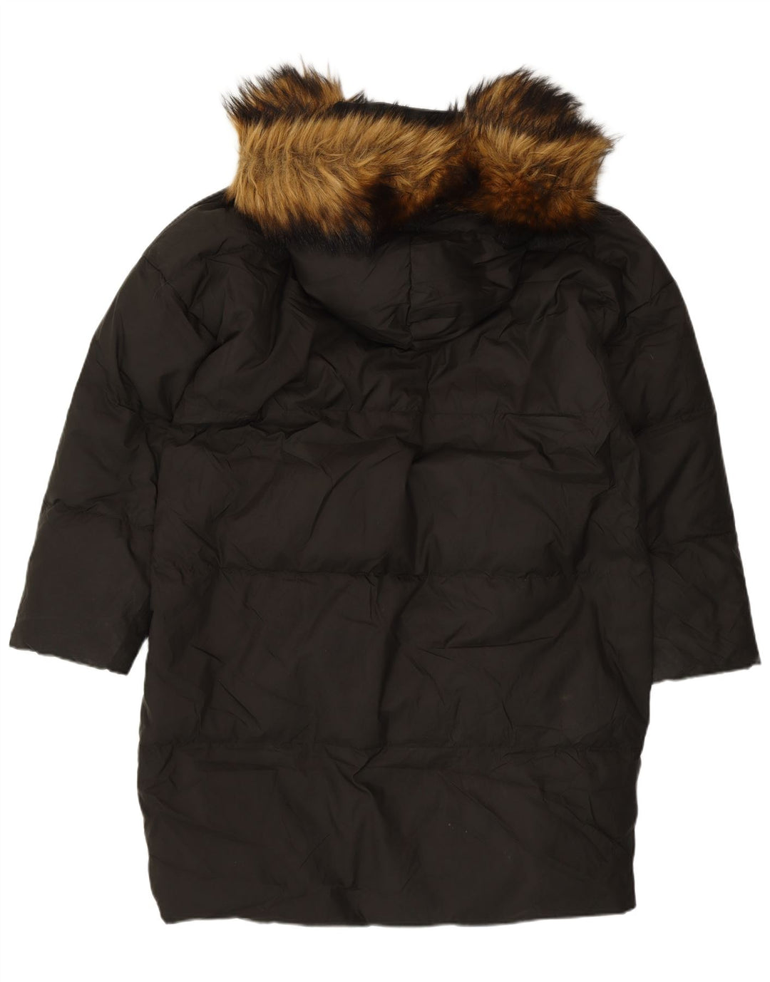 Palton căptușit cu glugă supradimensionat pentru femei Zara UK 10 Nylon negru mic