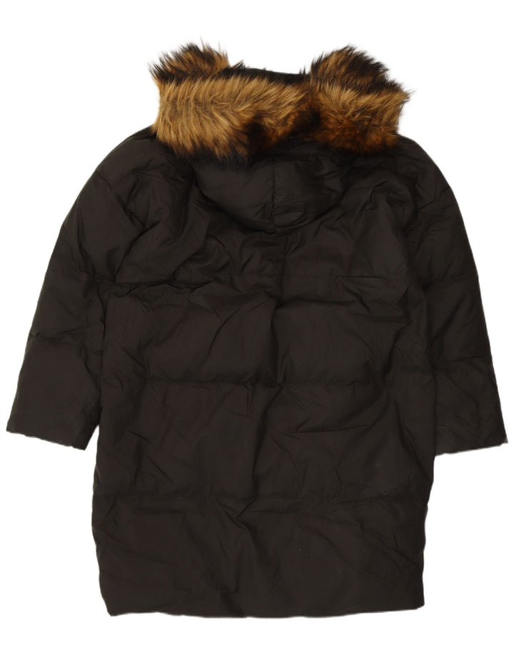 Palton căptușit cu glugă supradimensionat pentru femei Zara UK 10 Nylon negru mic
