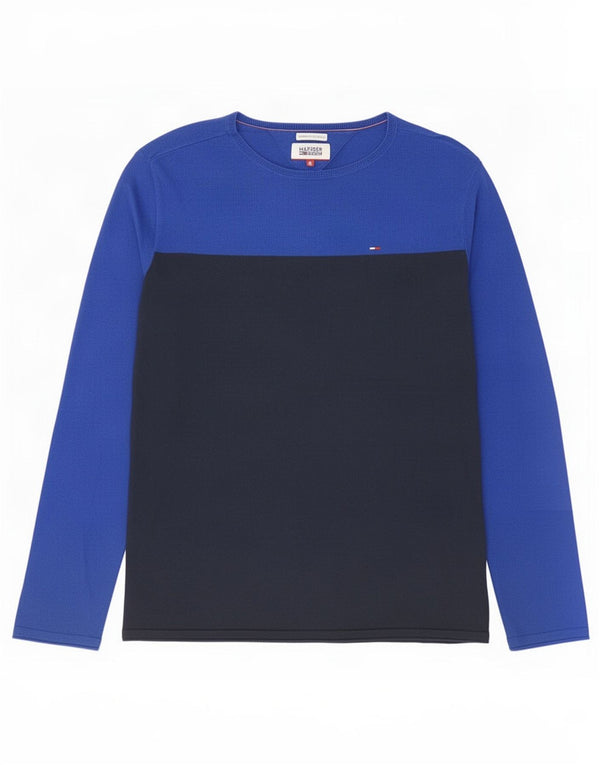 Top pentru bărbați Tommy Hilfiger cu mânecă lungă, mic albastru, bumbac color bloc