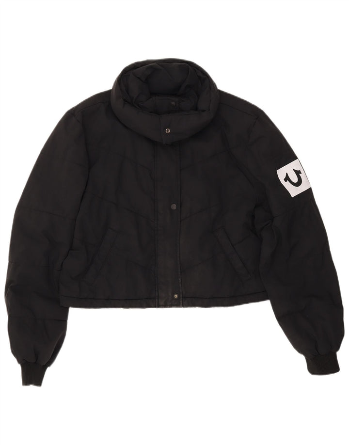 TRUE RELIGION Jachetă căptușită pentru femei UK 16, mare, negru, poliester