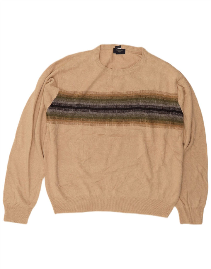 Pulover pentru bărbați DOCKERS cu decolteu rotund XL poliacrilic cu dungi bej