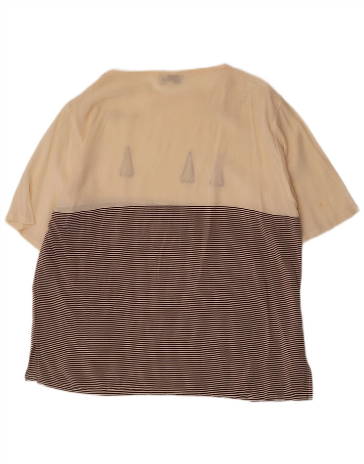 Les Copains Femei See Through Bluze Top Marea Britanie 16 Mătase mare cu dungi bej