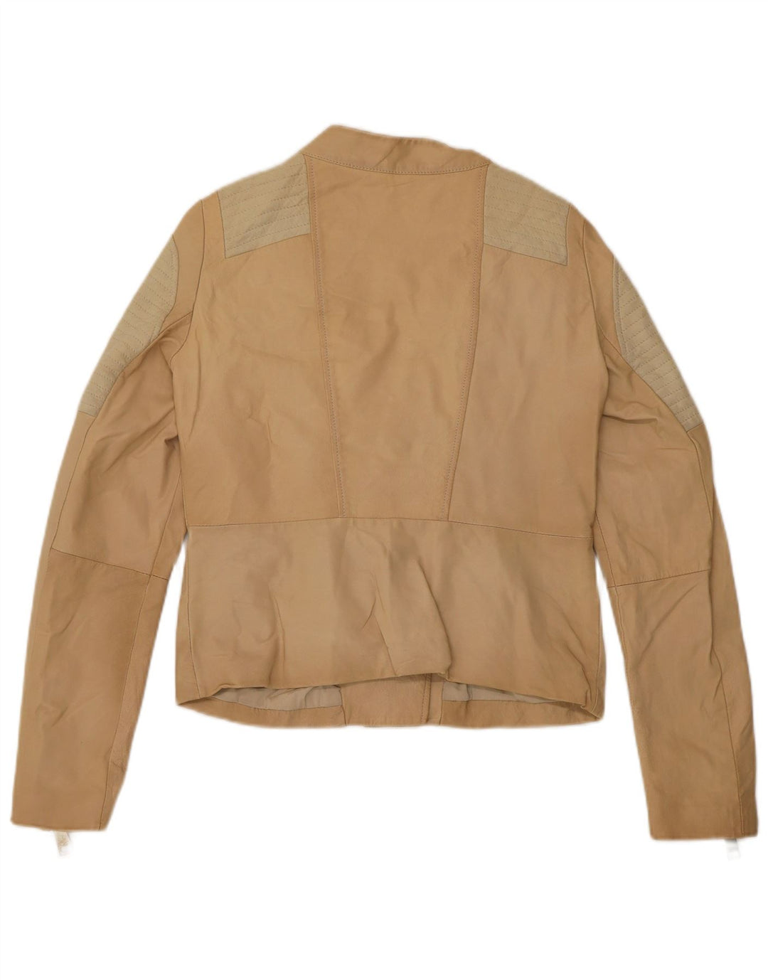 Jachetă de motociclist crop pentru femei Liu Jo IT 42 Medium Beige Colorblock Piele