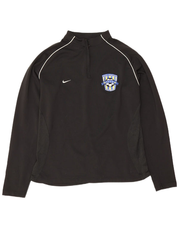 Top cu grafic pentru femei Nike, cu fermoar, cu mânecă lungă, SUA 16/18 XL, negru