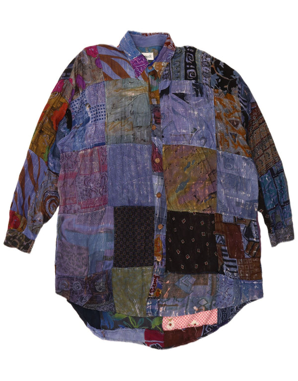 We Be Bop Rochie cămașă supradimensionată pentru femei UK 18 XL Patchwork multicolor