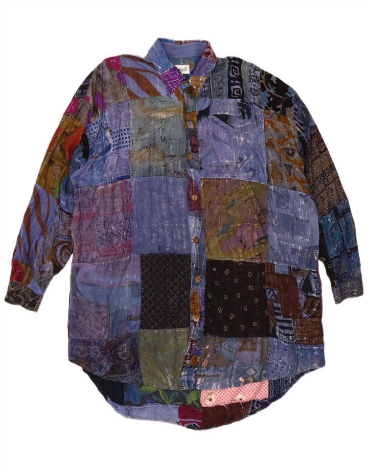 We Be Bop Rochie cămașă supradimensionată pentru femei UK 18 XL Patchwork multicolor