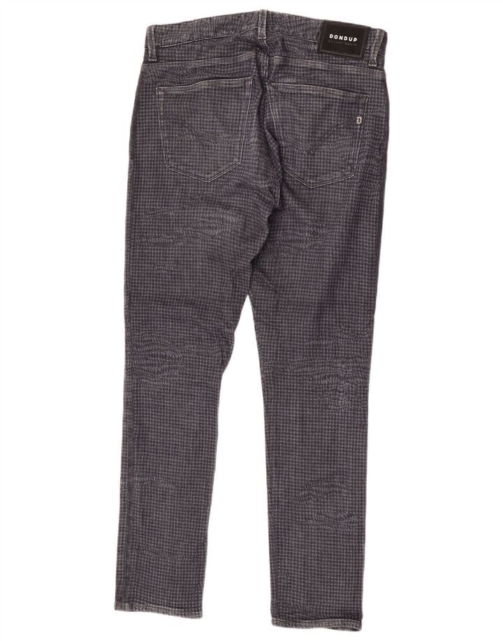 Blugi subțiri Dondup pentru bărbați W32 L30 bumbac gri Houndstooth