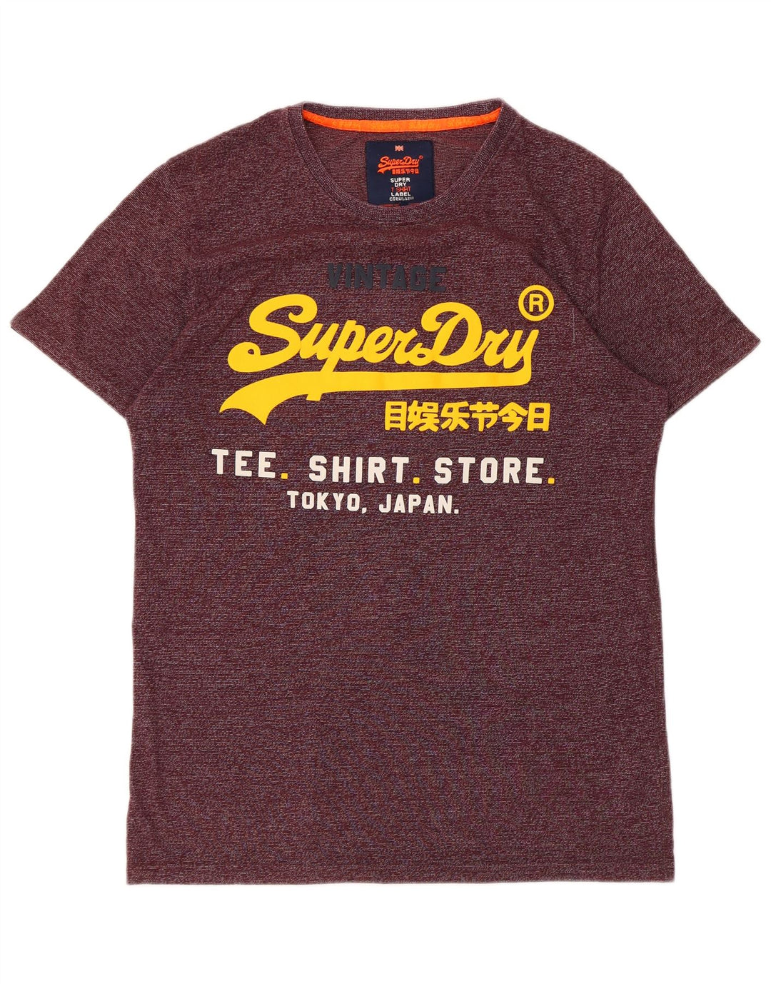 Tricou grafic pentru bărbați SUPERDRY Top mare burgundy cu dungi din bumbac