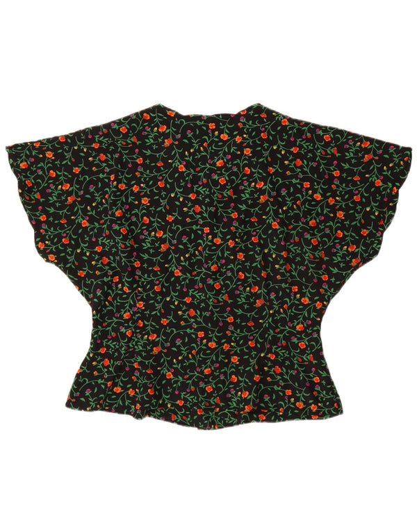 ALBA FORNARI Bluză pentru femei Liliac Bluză UK 16 Large Black Floral