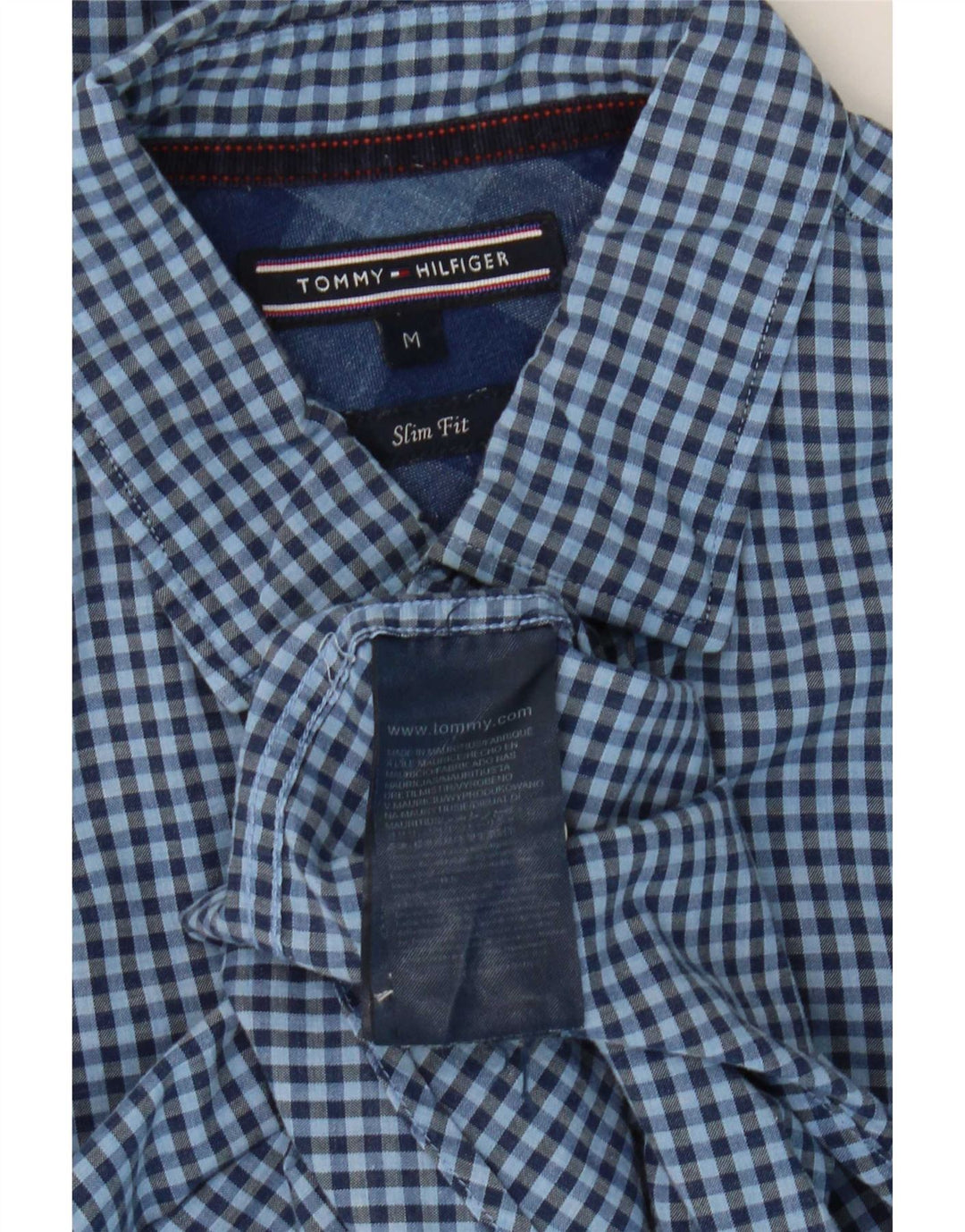 Cămașă Slim Fit Tommy Hilfiger pentru bărbați, din bumbac vichy albastru mediu