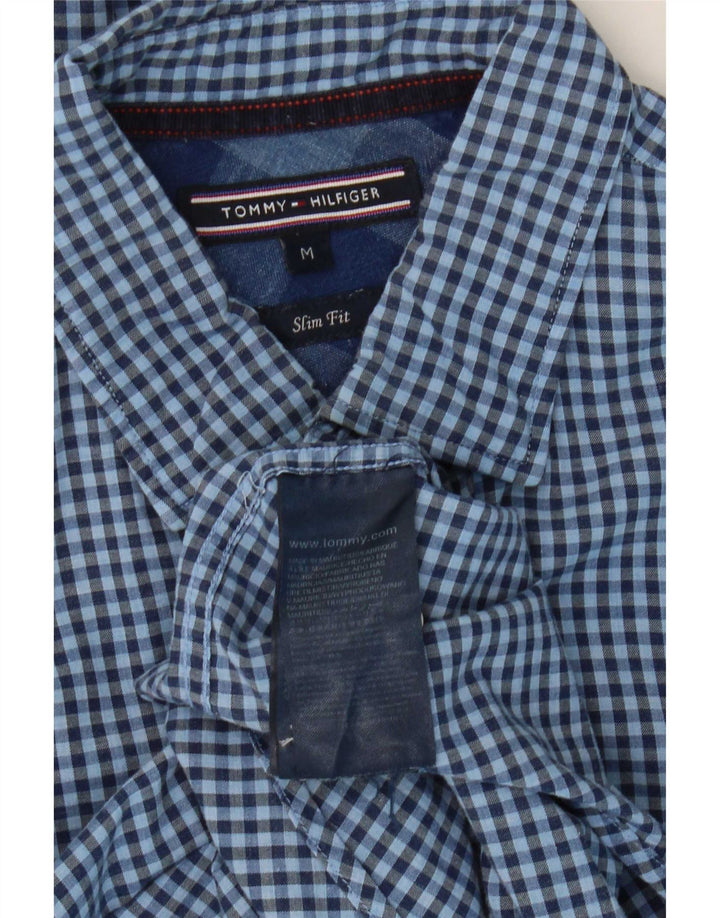 Cămașă Slim Fit Tommy Hilfiger pentru bărbați, din bumbac vichy albastru mediu