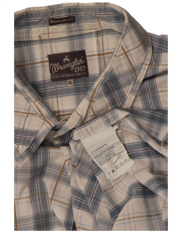 Cămașă cu mânecă scurtă pentru bărbați WRANGLER, bumbac cu carouri, gri