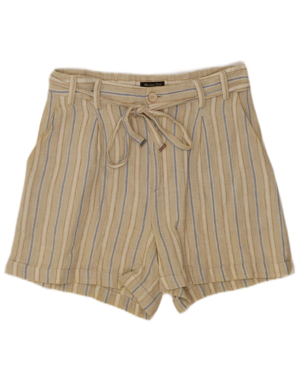 Pantaloni scurți casual Massimo Dutti pentru femei cu talie înaltă EU 36 XS W26 bej cu dungi