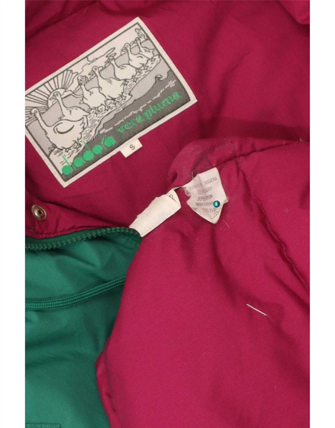 Jachetă căptușită cu glugă Diadora pentru bărbați UK 36 Mic, verde, poliester color bloc