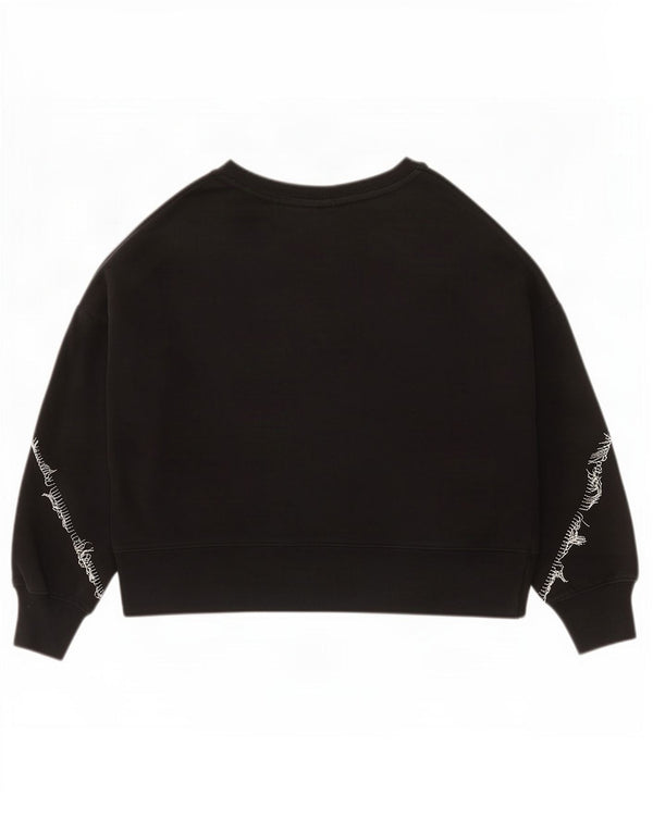 All Saints Womens Crop Oversized Sweatshirt Jumper UK 6 XS Black Cotton