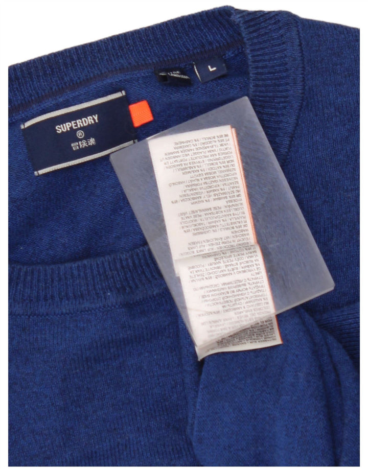 Pulover pentru bărbați SUPERDRY cu gâtul turnat, mare, albastru, bumbac