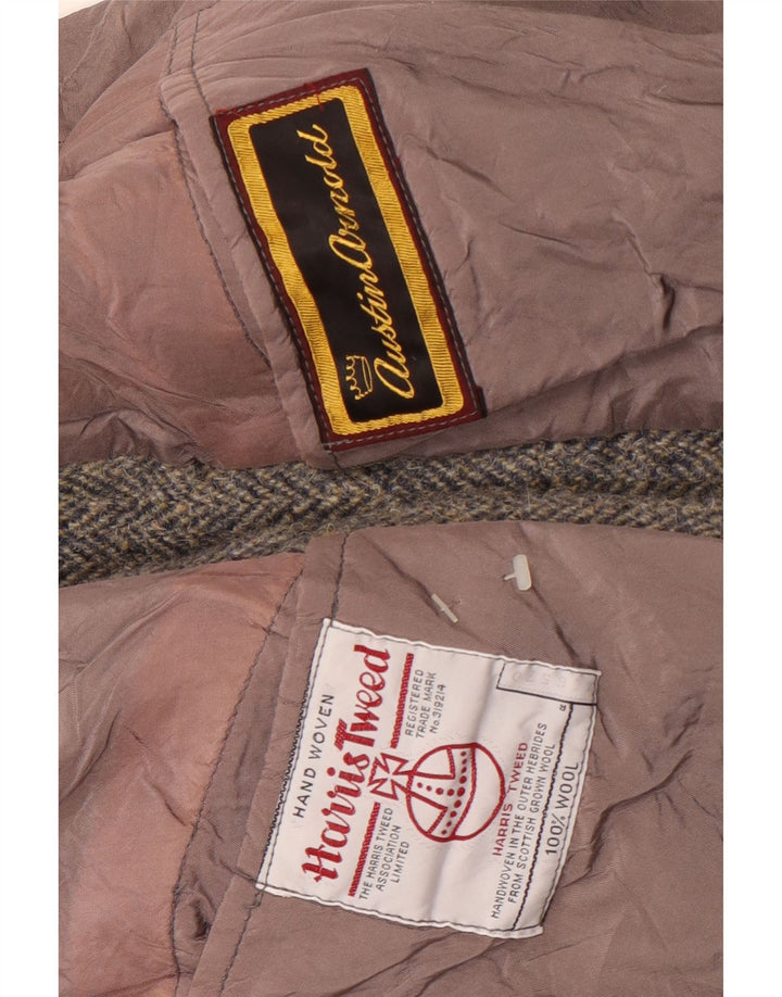Jachetă pentru bărbați Harris Tweed, cu 2 nasturi, UK 38, lână în spină de pește, gri mediu