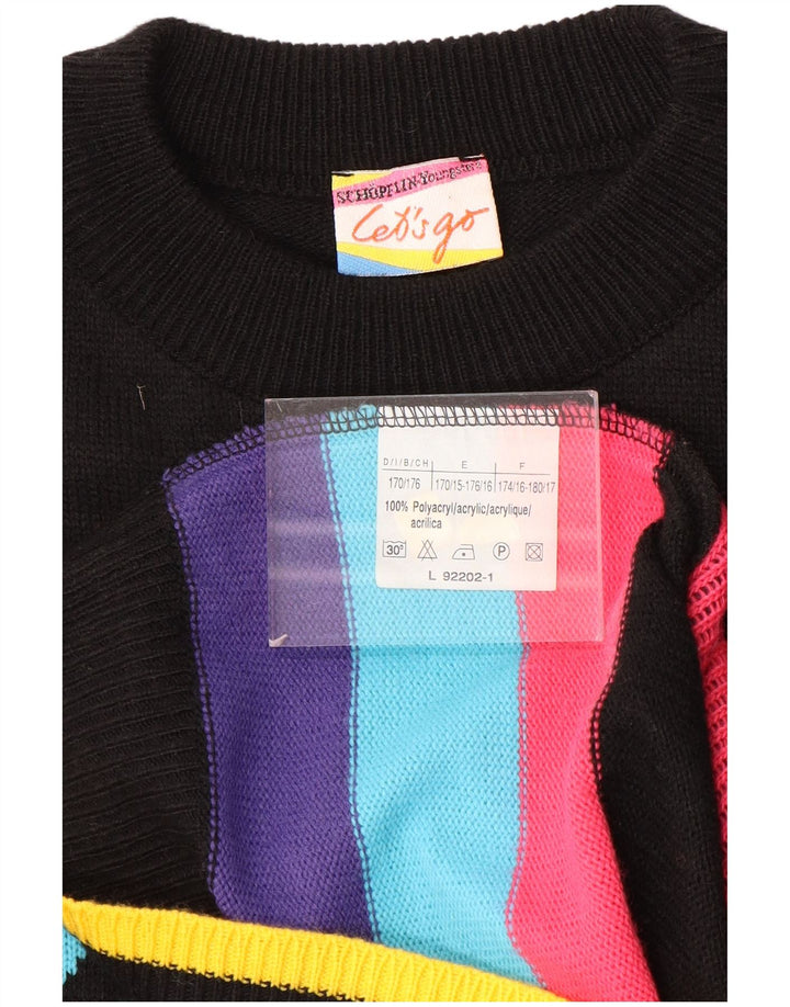 Rochie VINTAGE cu pulover cu grafică pentru femei UK 16, mare, neagră, color block