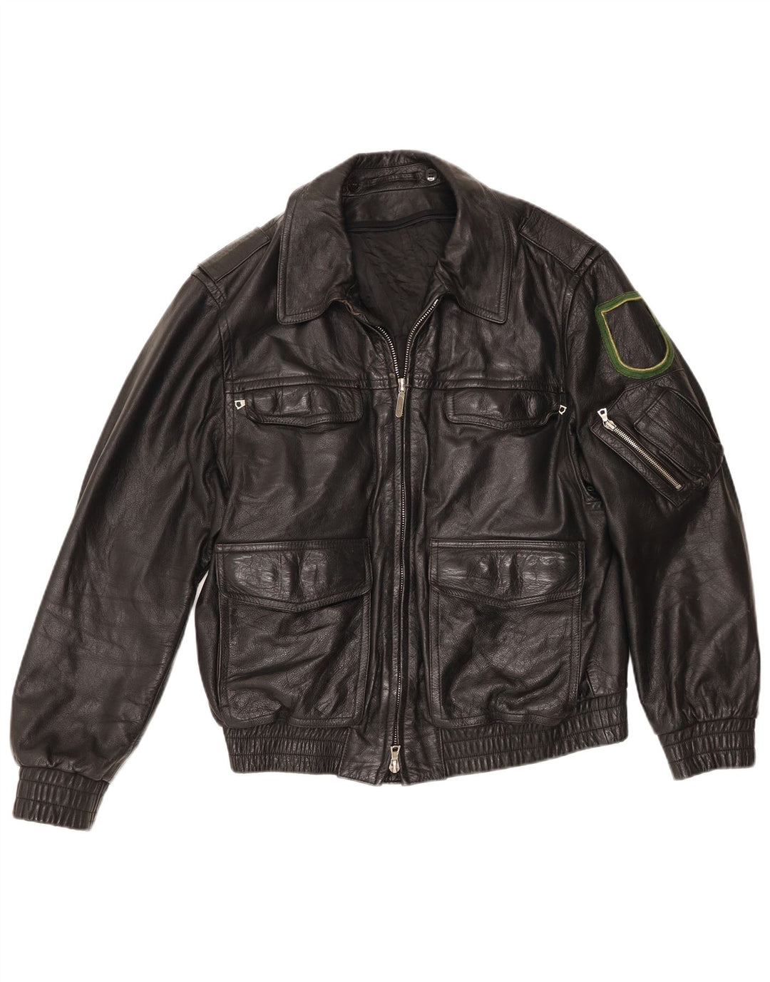 Jachetă de piele vintage pentru bărbați EU 48 Medium Black Leather