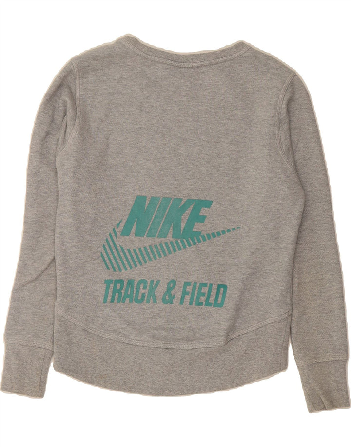 NIKE Womens Track & Field Oversized Sweatshirt Jumper UK 10 Small Grey Vintage Nike and Second-Hand Nike from Messina Hembry 