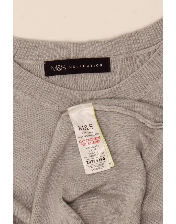 Pulover pentru femei Marks & Spencer cu gât de barcă UK 12 Medium Gri Acrilic